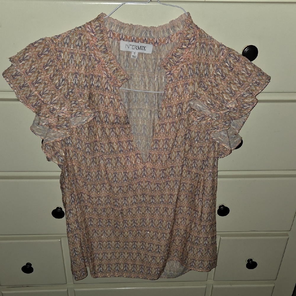 Intermix Women's Patterned Ruffle Blouse - image 1
